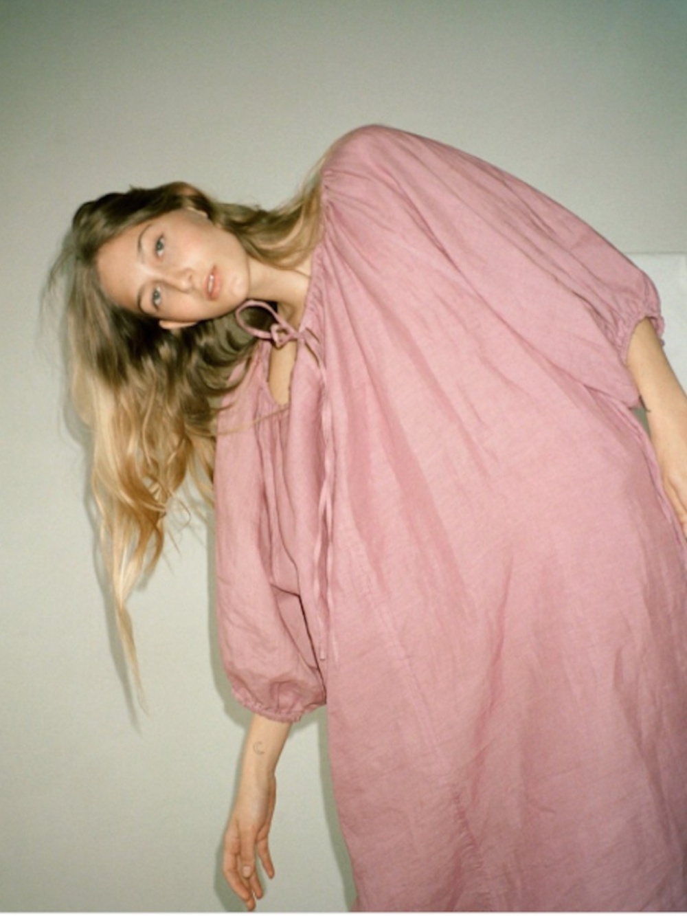 DEIJI STUDIOS The Blousy Linen Dress Mulberry Breezy French Linen Prairie Gown